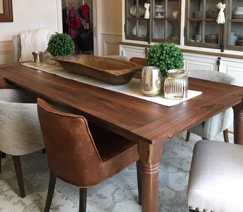 Beautiful polished walnut dining room table called "The sharp"
