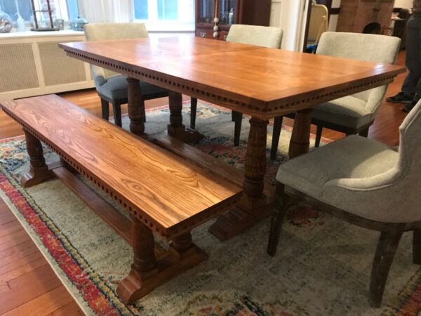 ash wood table with bench